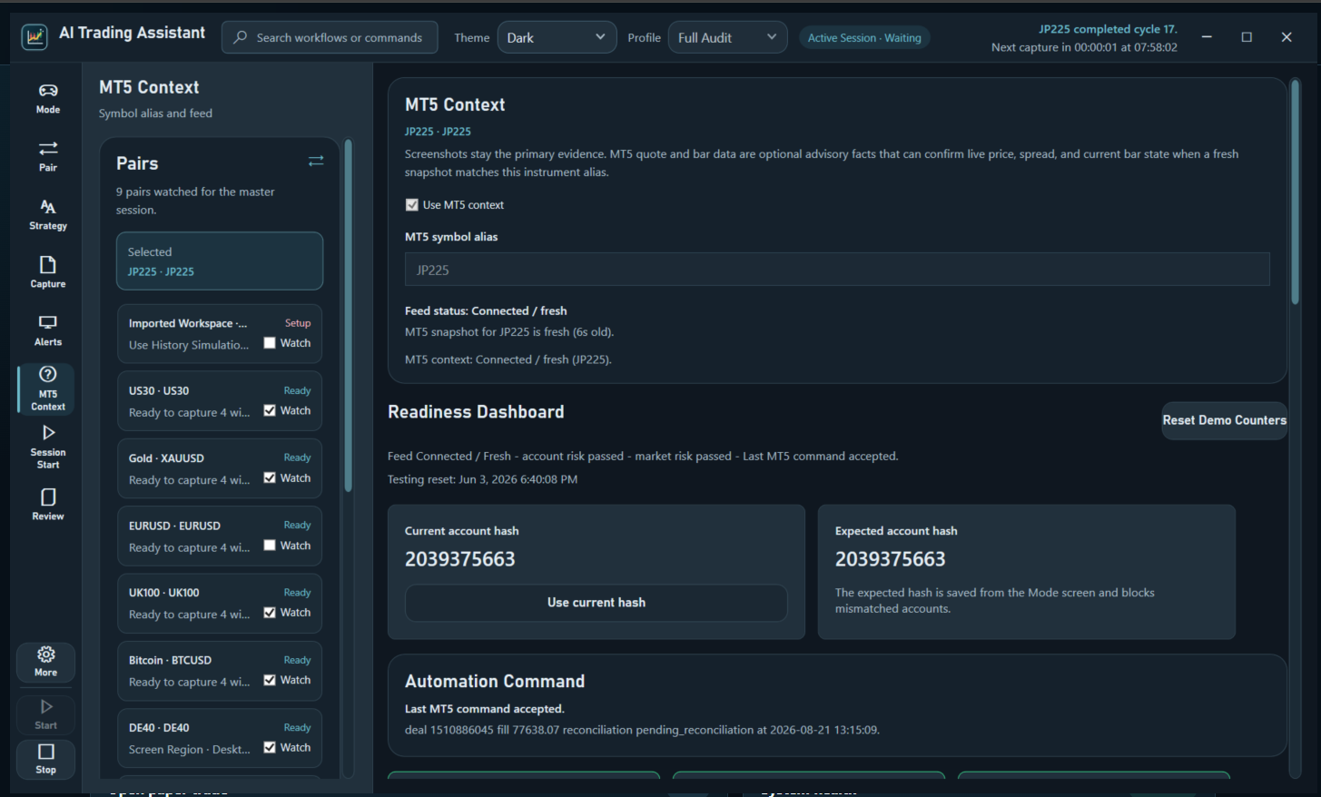 B2Sol MT5 broker connection and AI trading readiness controls